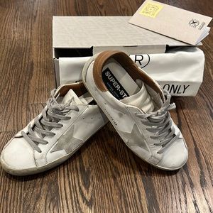 Golden Goose super-star classics with Spur. White/ice/light brown (38)